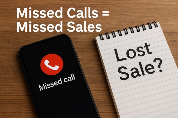 Missed business call notification with lost opportunity warning