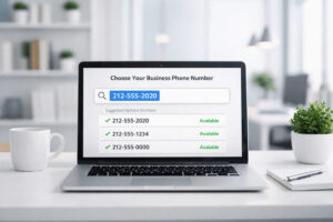 Choose your own business phone number using SendMyCall with a clean interface that highlights an easy-to-remember phone number instead of a random assignment