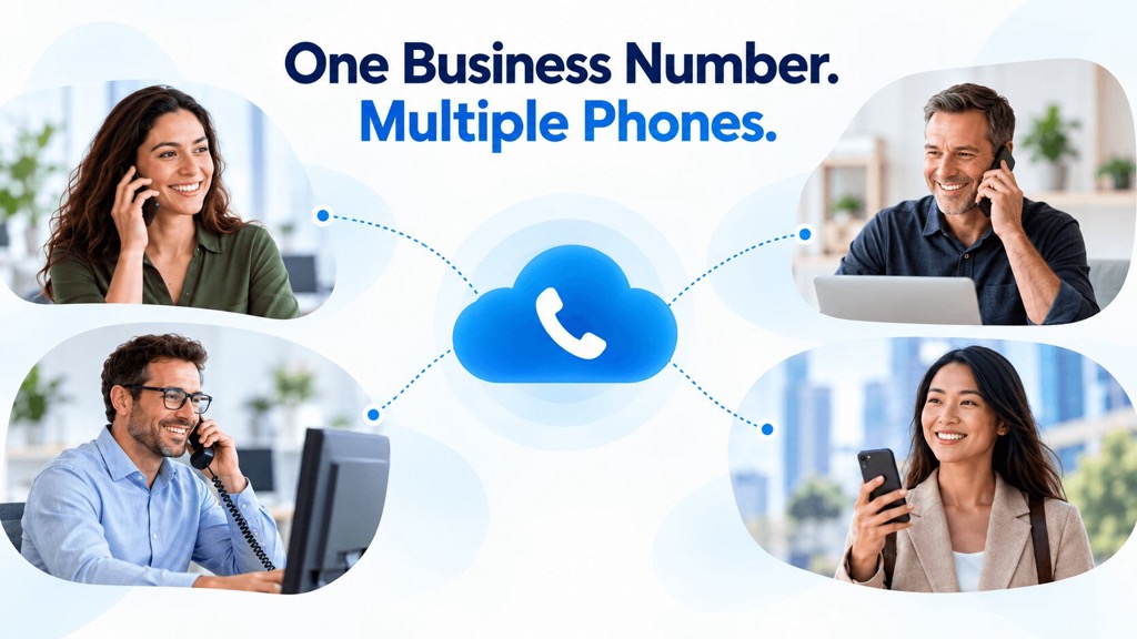 One business phone number connected to multiple phones for office and remote teams