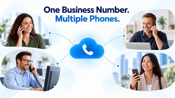 One business phone number connected to multiple phones for office and remote teams